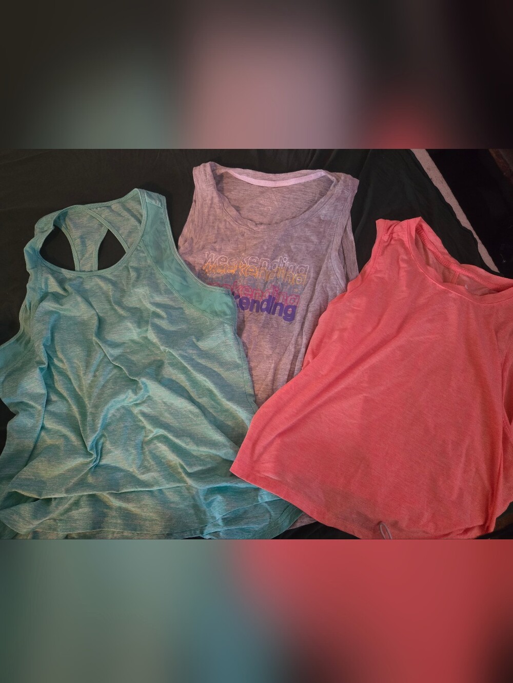 Set of 3 Casual Tank Tops - Teal, Grey, Coral